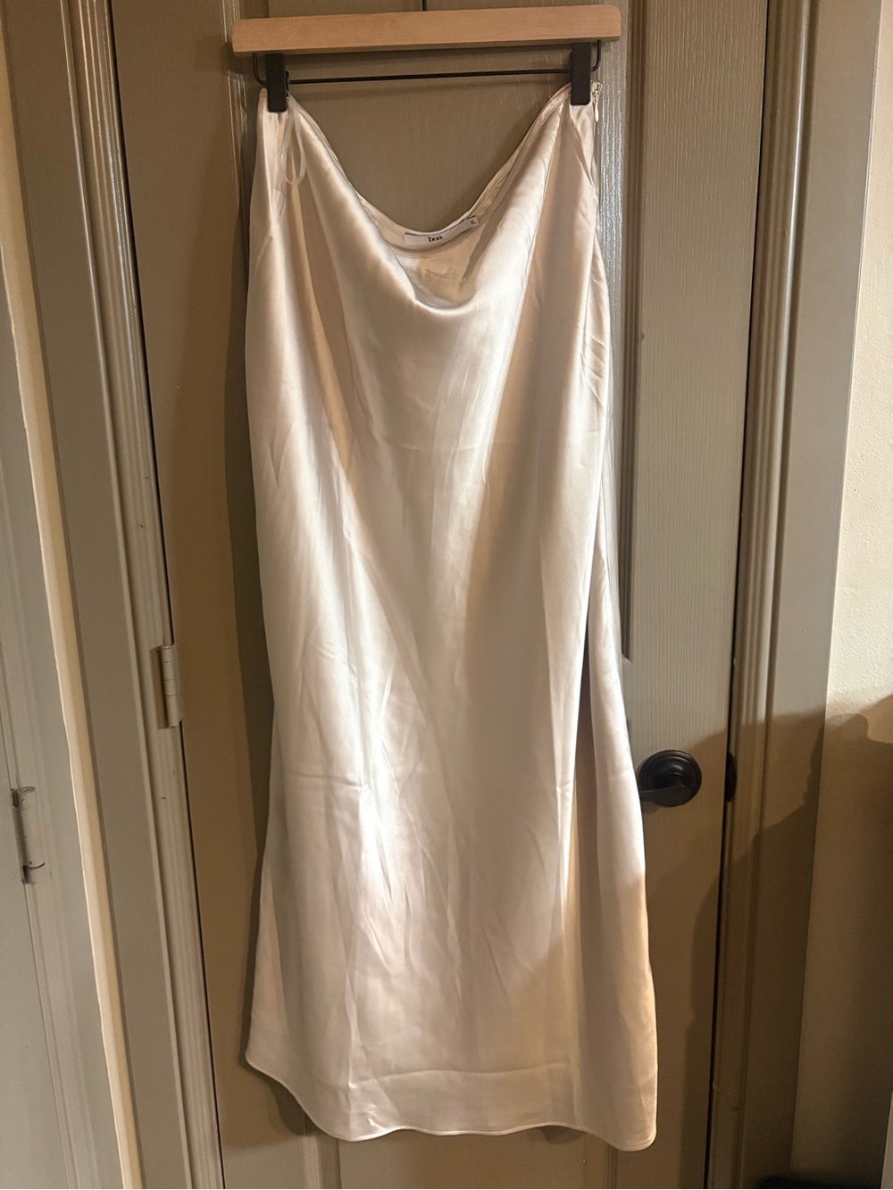 Lux Satin Maxi Skirt in Ivory